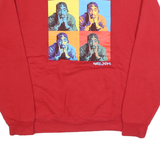 POETIC JUSTICE Mens Red Sweatshirt M Colour Block Graphic Print Crew Neck Long
