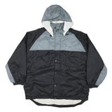 NIKE Mens Black & Grey Outdoor Jacket XL Polyester Blend Zip Hooded Plain
