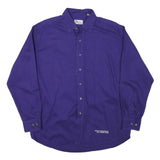 PRO ELITE Mens Blue Plain Shirt XL Button Collar Cotton Blend Casual Workwear