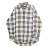 NAUTICA Mens Blue & Cream Check Shirt L Button Down Collar Long Sleeve Cotton