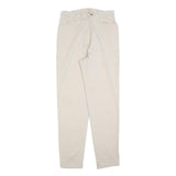 Womens Slim Beige Cotton Blend Trousers W26 L30 Zip Closure Stylish Fitted