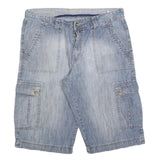 OCEAN SIDE Mens Light Blue Denim Cargo Shorts L W36 Casual Cotton Blend