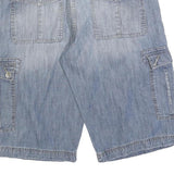 OCEAN SIDE Mens Light Blue Denim Cargo Shorts L W36 Casual Cotton Blend