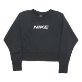 NIKE Womens Black Crew Neck M Logo Print Cotton Blend Sweatshirt Pullover