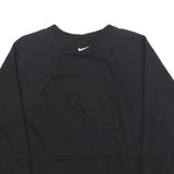 NIKE Womens Black Crew Neck M Logo Print Cotton Blend Sweatshirt Pullover