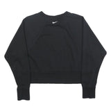 NIKE Womens Black Crew Neck M Logo Print Cotton Blend Sweatshirt Pullover