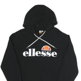 ELLESSE Womens Black Hoodie UK 10 Cotton Blend Pullover Hooded Sweatshirt