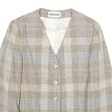 PERSONAL Womens Beige & Cream Wool Blend Check Jacket UK 8 Button Closure