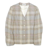 PERSONAL Womens Beige & Cream Wool Blend Check Jacket UK 8 Button Closure