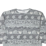 STREET ONE Mens Grey Cotton Blend Sweatshirt L Crew Neck Patterned Casual