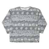 STREET ONE Mens Grey Cotton Blend Sweatshirt L Crew Neck Patterned Casual
