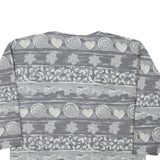 STREET ONE Mens Grey Cotton Blend Sweatshirt L Crew Neck Patterned Casual