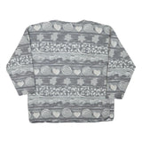 STREET ONE Mens Grey Cotton Blend Sweatshirt L Crew Neck Patterned Casual