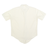 Womens White Plain Short Sleeve Shirt XL Lightweight Faux Silk Satin Relaxed Fit