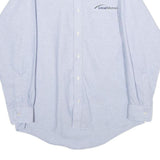 RED KAP Mens Blue & White Cotton Blend Shirt M Button-Down Collar Long Sleeve