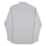 BOSS Mens White & Navy Cotton Blend Shirt Long Sleeve Casual L