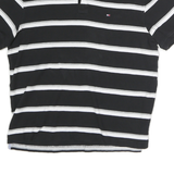 TOMMY HILFIGER Mens Black & White Striped Short Sleeve Polo Shirt M Classic