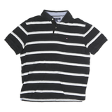 TOMMY HILFIGER Mens Black & White Striped Short Sleeve Polo Shirt M Classic