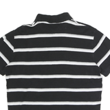 TOMMY HILFIGER Mens Black & White Striped Short Sleeve Polo Shirt M Classic