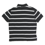 TOMMY HILFIGER Mens Black & White Striped Short Sleeve Polo Shirt M Classic