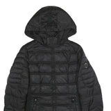 NAUTICA Womens Black Wool Zip Jacket L Quilted Hooded Puffer Lightweight Warm