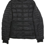 NAUTICA Womens Black Wool Zip Jacket L Quilted Hooded Puffer Lightweight Warm