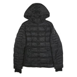 NAUTICA Womens Black Wool Zip Jacket L Quilted Hooded Puffer Lightweight Warm