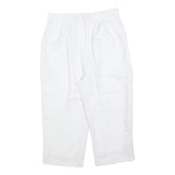 Womens Relaxed White Cropped Trousers W30 L20 Zip Closure Casual Summer Wear