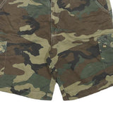 CATHEXIS Mens Camouflage Cargo Shorts Green M W32 Cotton Blend Casual