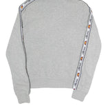 ELLESSE Womens Grey Full Zip Hoodie UK 8 Logo Tape Stripe Casual Cotton Blend