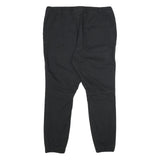 Mens Black Cotton Blend Regular Fit Drawstring Jogger Trousers W36 L30 Casual