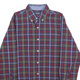 CHAPS Mens Red & Blue Plaid Shirt S Button-Down Collar Long Sleeve Casual Cotton