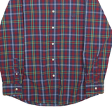 CHAPS Mens Red & Blue Plaid Shirt S Button-Down Collar Long Sleeve Casual Cotton