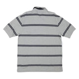 TOMMY HILFIGER Mens Grey Short Sleeve Striped Polo Shirt L Classic Cotton Blend