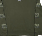 ADIDAS Mens Green Crew Neck M Logo Print Cotton Blend Sweatshirt