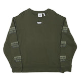 ADIDAS Mens Green Crew Neck M Logo Print Cotton Blend Sweatshirt