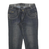 INSTANT VINTAGE Womens Regular Fit Blue Denim Jeans Cotton Zip W26 L21 Stylish