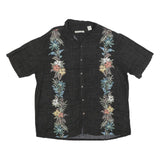 BATIK BAY Mens Black Rayon Hawaiian XL Floral Print Short Sleeve Shirt Relaxed