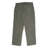 DICKIES Mens Cotton Relaxed Fit Green Trousers W34 L30 Workwear Utility