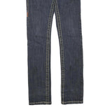 TRUE RELIGION Womens Dark Blue Regular Jeans Denim W27 L29 Classic Cotton Zip