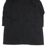 Womens Black Cotton Blend Classic Button Jacket L Plain Long Sleeve Casual