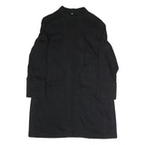 Womens Black Cotton Blend Classic Button Jacket L Plain Long Sleeve Casual