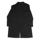 Womens Black Cotton Blend Classic Button Jacket L Plain Long Sleeve Casual