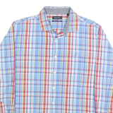 NAUTICA Mens Blue & Red Check Shirt L Slim Fit Cotton Blend Button