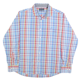 NAUTICA Mens Blue & Red Check Shirt L Slim Fit Cotton Blend Button