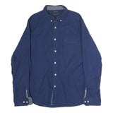 NAUTICA Mens Blue Classic Fit Stretch Cotton Shirt L Button-Down Collar Casual