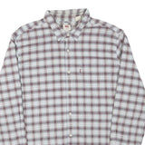 LEVI'S Mens White & Maroon Checked Shirt 2XL Cotton Blend Casual Long Sleeve