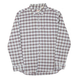 LEVI'S Mens White & Maroon Checked Shirt 2XL Cotton Blend Casual Long Sleeve