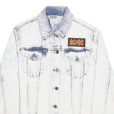 ACDC Womens White Denim Cotton Blend Button Jacket M Cropped Distressed Laced