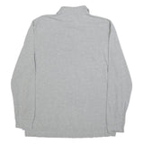 TOMMY HILFIGER Mens Grey Long Sleeve Plain Polo Shirt L Classic Cotton Blend